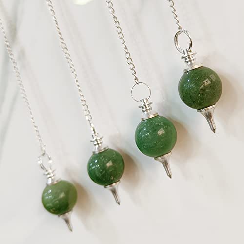Image of Green Aventurine Crystal Pendulum | Natural Gemstone Pendulum for Dowsing | Healing Crystal for Reiki Chakra Meditation | Feng Shui Vastu Spiritual Decor