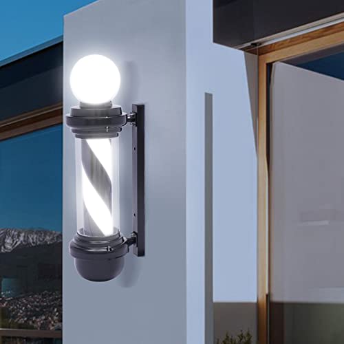 CeRaBuRET Barber Pole Black White LED Light, Traditional Barber Pole Outside Barber Shop Rotating Light Sign Light Box for Barbershops Or Spa Stores, 26.8 * 10in