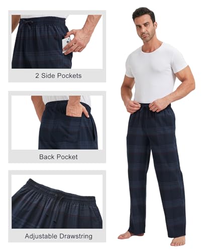 TTZ 34/36 Inseam Mens Tall Pajama Pants 100% Cotton Pj Lounge Sleep Pants for Tall Men4