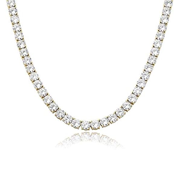 KMASAL Collana in oro 18 carati placcato Lab Diamante Iced Out 1 Fila 6MM Catena di Zirconia da uomo Hip Hop Tennis