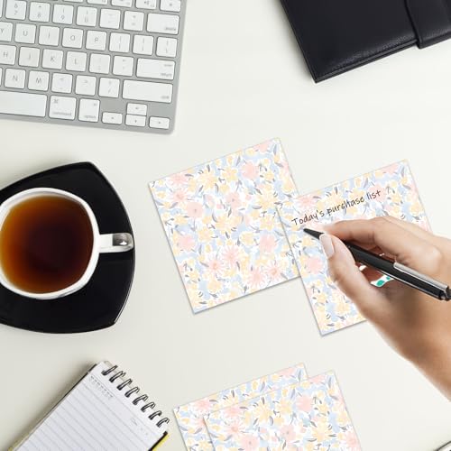 AUEKLLW Sticky Notes 3x3 Inches, 2 Pads Cute Colorful Self-Stick Note Pads, Easy to Post for Home, Office and Daily Life Organization Cute Colorful Floral - Image 3