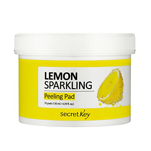 [SECRET KEY] Lemon Sparkling Peeling Pad 70pads (130ml) - Contained Lemon and Sparkling Water, Removes Makeup Residue and Dead Skin Cells, Deep Pore Clean Cleansing Pad