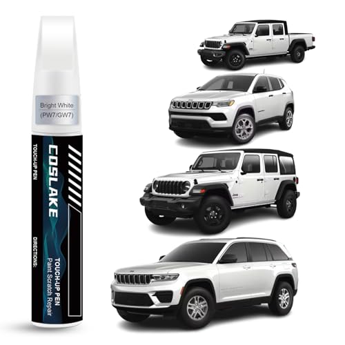COSLAKE Car Touch Up Paint(Bright White(PW7/GW7)) for Jeep Car Paint Scratch Repair Kit Quick & Easy Solution to Repair 2 in 1 Scratch Remover Pen with Color-Matched