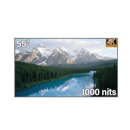 Image of 55inch Wall Mount Digital Signage, 1000nits High Brightness Advertising Display, Slim Fit Frameless Digital Kiosk, CMS /Plug & Play Auto Play, 7 /24 Timer Switch, Smart Split Screen Play, Android OS