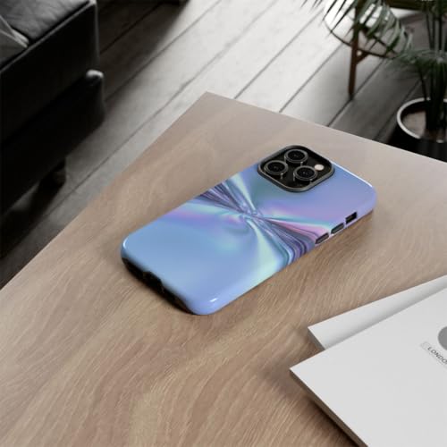 Motif spirale réfléchissant sur cette coque rigide iPhone 14 Pro Max Bleu