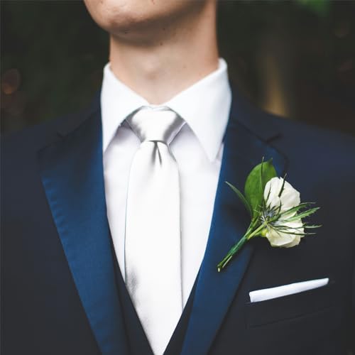 Image of WOXVM Men's Ties Classic Solid Satin Tie Pure Color 3.15 inch Mens Necktie, Premium Formal Black Ties For Men Business & Wedding