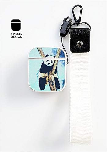 RhyNSky Lovely Panda - Animal Hard Plastic Protective Case Cover Compatible for Airpods 1/2 Charging Case, 2 Pieces Design & 2 Sided Pattern, White, KW19