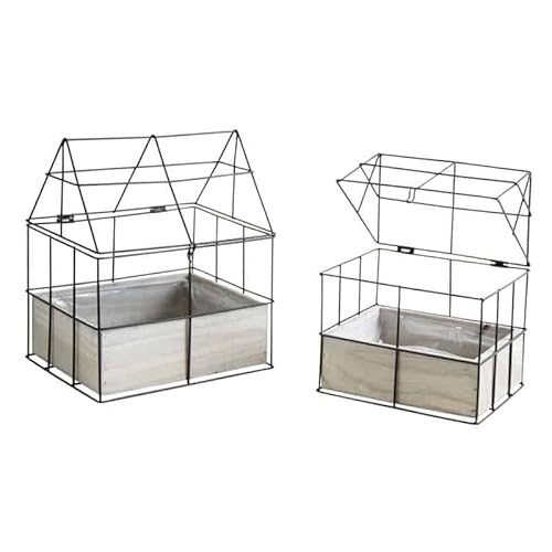 AUBRY GASPARD - Mini invernadero de metal y madera teñida, 21 cm