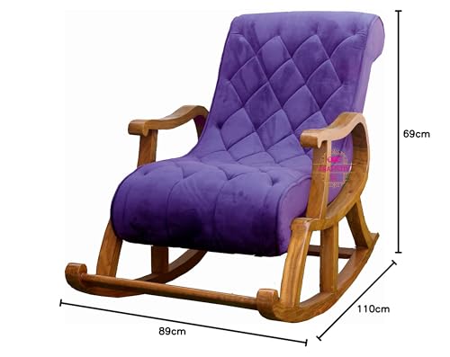 Image of CRAFTCITY Ergonomic Rosewood Rocking Chair (Purple)