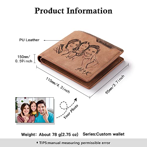 Custom Photo & Name Wallet for Men Engraved, Personalzied Wallet for Husband BF Dad Son Family Groomsmen, Birthday Anniversary Father's Day Graduation Christmas Gifts2