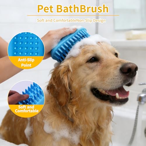 Image of 4PCS Dog washing kit,Dog Bath Brush | Dog Washing Gloves | Microfiber Large dog towel 56'' X 28'',Very suitable for bathing, swimming, outdoor activities, and camping for large and medium-sized dogs.