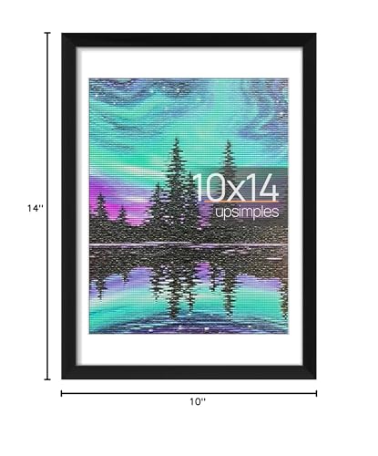 Image of upsimples 10x14 Picture Frame, Display Pictures 8.5x11 with Mat or 10 x 14 Without, Wall Hanging Diamond Frames, Black, 1 Pack