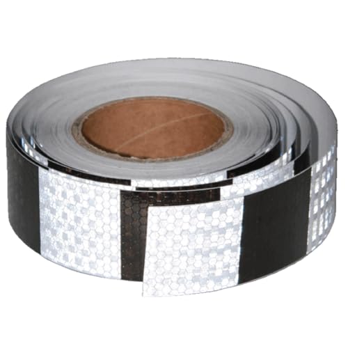 tuyrchu Black White Reflective Tape 2 inch X 66 feet, Outdoor Waterproof Hazard Conspicuity Warning Industrial Marking Tape