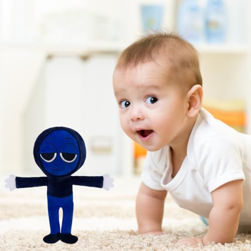 Image of Customized Text Standing Blue Scarf Sprunki Plush Toys