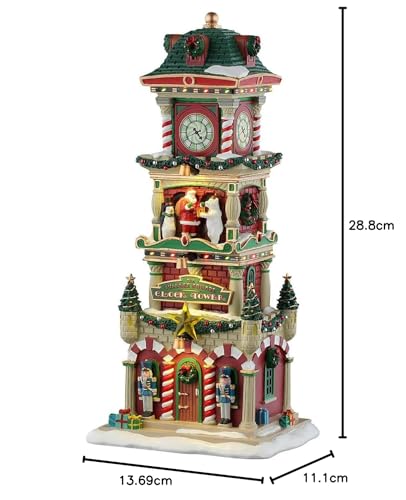Torre del Reloj LEMAX Edificio Alto para Evitar Villas Navideñas Planas 6