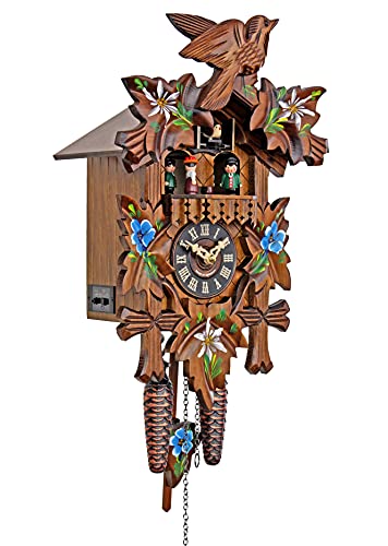 Engstler Quartz Cuckoo Clock - Alpine Flowers Handpainted #TOP1