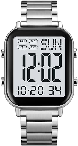 findtime Digital Uhren Herren Digitaluhr Große Ziffern Senioren Business Digitale Armbanduhr Metallarmband Luxus Uhr Männer LED Dualzeit Datum 12/24H Stoppuhr Herrenuhr findtime Digital Uhren Herren Digitaluhr Große Ziffern Senioren Business Digitale Armbanduhr Metallarmband Luxus Uhr Männer LED Dualzeit Datum 12/24H Stoppuhr Herrenuhr