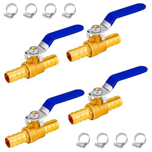 Brass 4-Pack Hose Barb Ball Valve 5/8