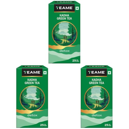 Image of TE-A-ME Detox Kadha Green Tea, 25 Count | Premium Ayurvedic Wellness Blend | Antioxidant-Rich Daily Brew | Naturally Refreshing Beverage | Pack of 3