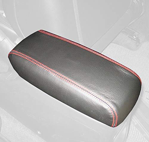 RedlineGoods armrest Cover Compatible with Honda Civic 1996-00. Tailor Made - not Universal. Genuine top-Grade Italian Black Suede (Alcantara) with Red Thread