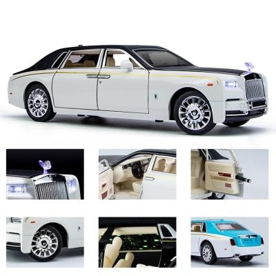 Image of 1 /24 Rolls-Royce Phantom Model Car with Box, Zinc Alloy Pull Back Toy car with Sound and Light for Kids Boy Girl Gift?Colors as Per Stock? (Rolls Royce Phantom 1:24)
