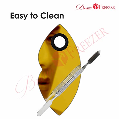 Image of Brain Freezer Shiny Makeup Palette With Stainless Steel Lip Shape Spatula, Golden 100 g