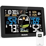 5 Weather Display Options That Are Perfect For Home | Vanessa Davison Brataste Weather Station Wireless Indoor Outdoor, Digital Thermometer with Sensor, 7.5'' HD VA Display Home Weather Stations, Accurate Temperature Humidity Gauge with Weather Forecast, Atomic Clock