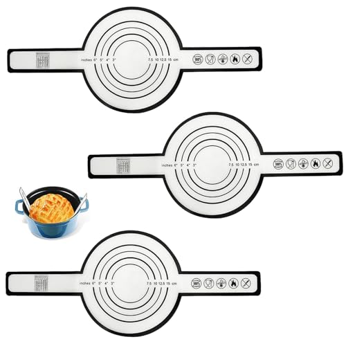 LERANXIN Alfombrilla de Silicona para Hornear, 3 Piezas Tapete Silicona Horno, con Mango Largo, Alfombrilla para Hornear Pan, Antiadherente, para Horno, Microondas, Vaporera