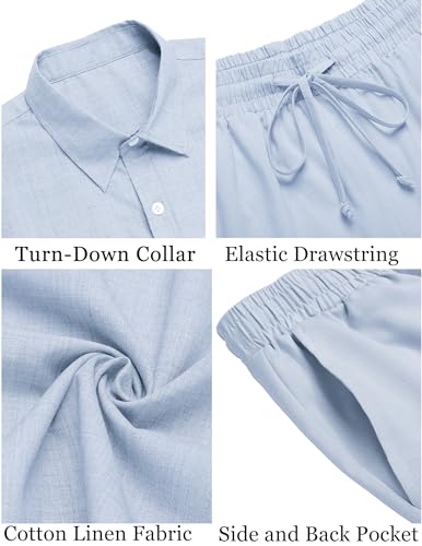 COOFANDY Men's 2 Pieces Cotton Linen Set Short Sleeve Button Down Shirts Summer Beach Shorts Casual Outfits3