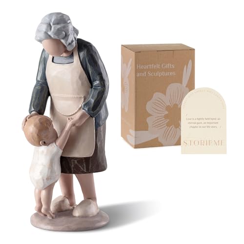 Storieme Grandma Grandchild Figurine Gifts: Hand-painted Resin Sculpture