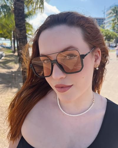 Unisex Retro Square Aviator Sunglasses for Women Men Oversized Trendy Fashion 70s Tinted Shades4