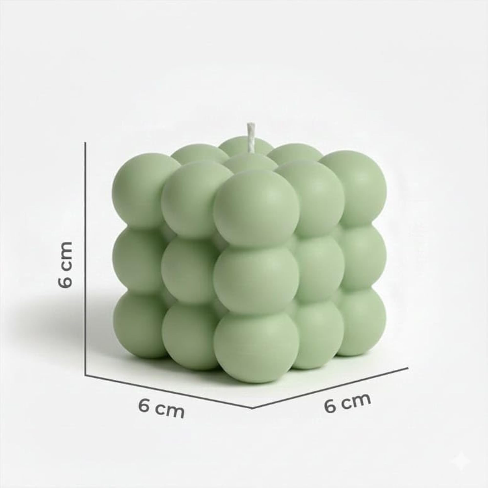 Green Bubble Cube Candle, Decorative Design