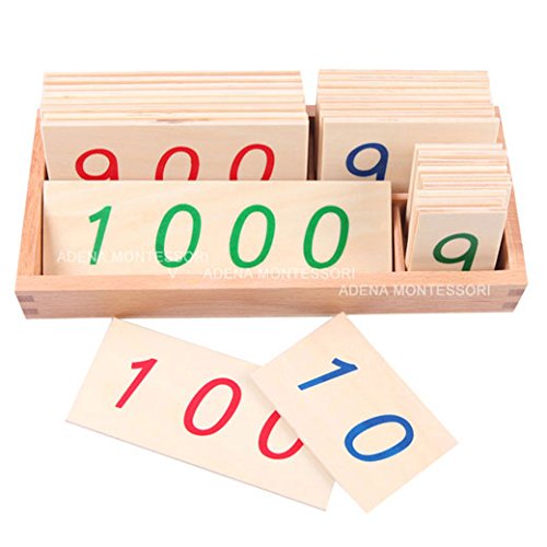 Adena Montessori Large Wooden Number Cards with Box (1-1000)