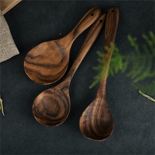Espátula de madera ergonómica con acabado suave antiarañazos para cocina 5