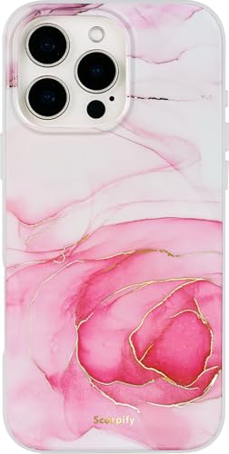 Coque iPhone 16 Pro Max motif marbre rose compatible MagSafe pour fille