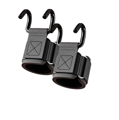 Muñequeras Gym 1 par de agarres gancho for levantamiento pesas con muñequeras, correa for barra mano, for dominadas(Hook-up Black-2pcs)