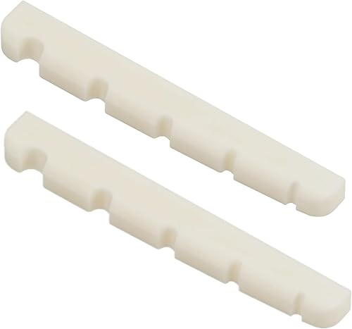 Miniatura 11 de Miwayer 4/5/6 cuerdas eléctrico bajo puente de hueso tuerca de fondo plano pre-ranurado hecho de hueso real (5S 45X6X9/8 1Pack)