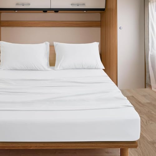 Queen Sleeper Sofa Bed Sheet Set 100% Egyptian Cotton 600 Tc Soft Fabric In Beutifull White Solid Color Sleeper Bed Size (60 x74 +8 Inch Deep Pocket) 4 Pcs Queen Sofa Bed Sheet Set