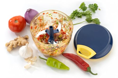 Image of Premium Smart Pull Chopper with 6 Stainless Steel Blades | Manual Vegetable Fruit Nut Onion Chopper & Hand Food Processor | Meat Grinder Mixer Slicer Shredder Salad Maker (Multicolor)