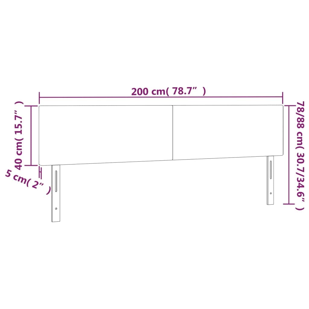 vidaXL Tête de Lit à LED Meuble de Chambre à Coucher Accessoire de Lit Double Tête de Cadre de Lit Intérieur Blanc 203x16x78/88 cm Similicuir