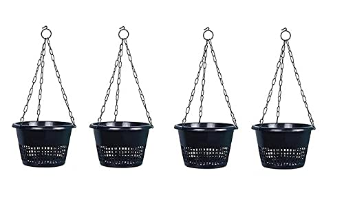 Orchid pots 8 inch Hanging with Metal Chain (Black) - Pack of 4 (B09PGPLLKG) Amazon Price History, Amazon Price Tracker