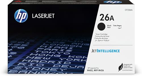 HP 26A Black Toner Cartridge Printers | Works with Laserjet Pro M402 Series; Laserjet Pro MFP M426 Series | CF226A