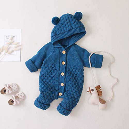 Casaco de inverno tricotado infantil com capuz menino macacão bebê roupa de dormir quente menina men