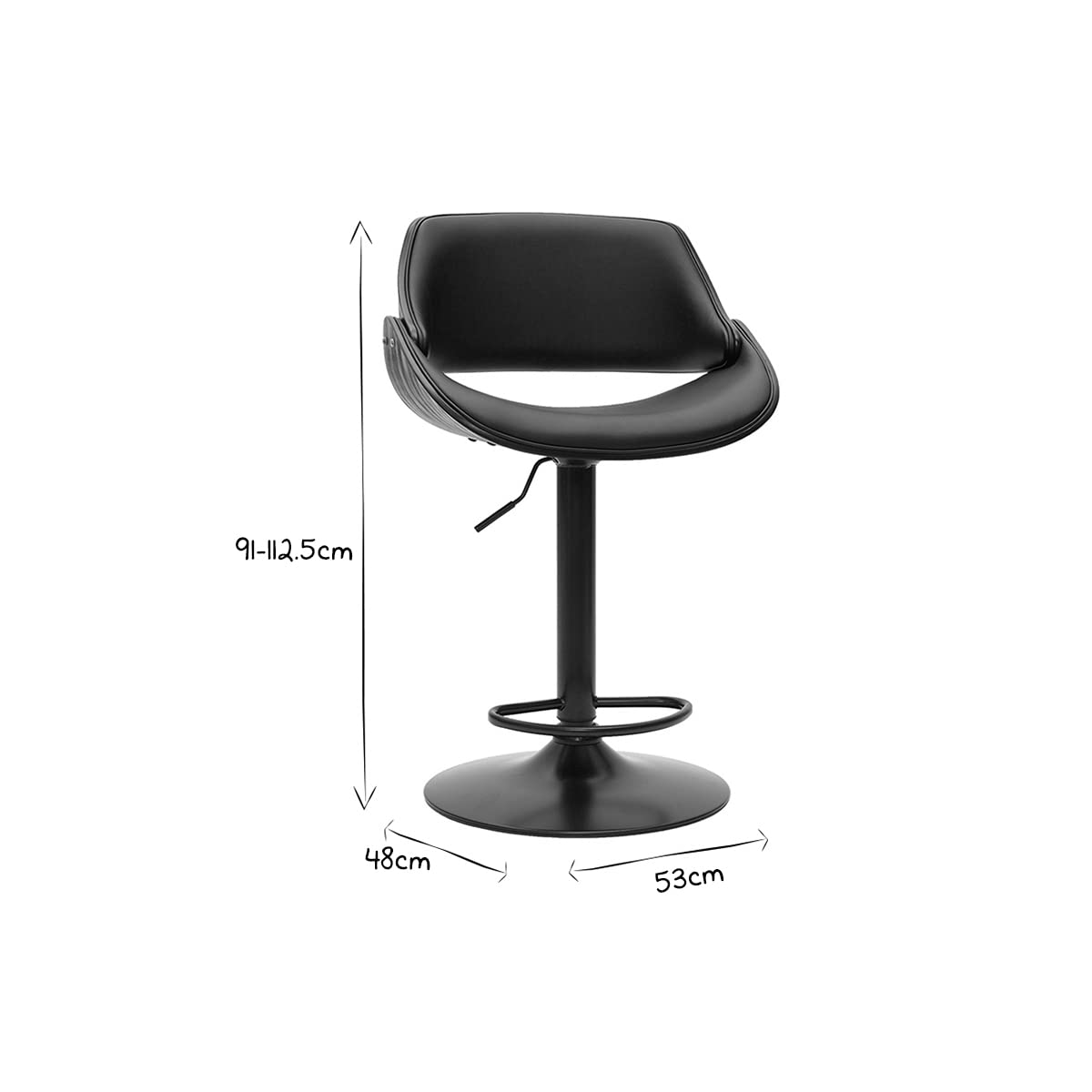 Miliboo Design-Barhocker höhenverstellbar Holz und schwarzes Metall Clash