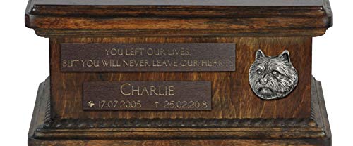 Urne pour les cendres de chien et statue commémorative Norwich Terrier