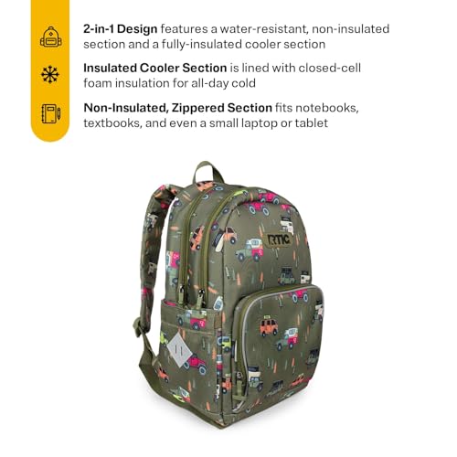 RTIC Kids 2-in-1 Day Pack Backpack with Insulated Lunch Box Cooler Compartment, School, Travel, Children's Bookbag for Girls and Boys3