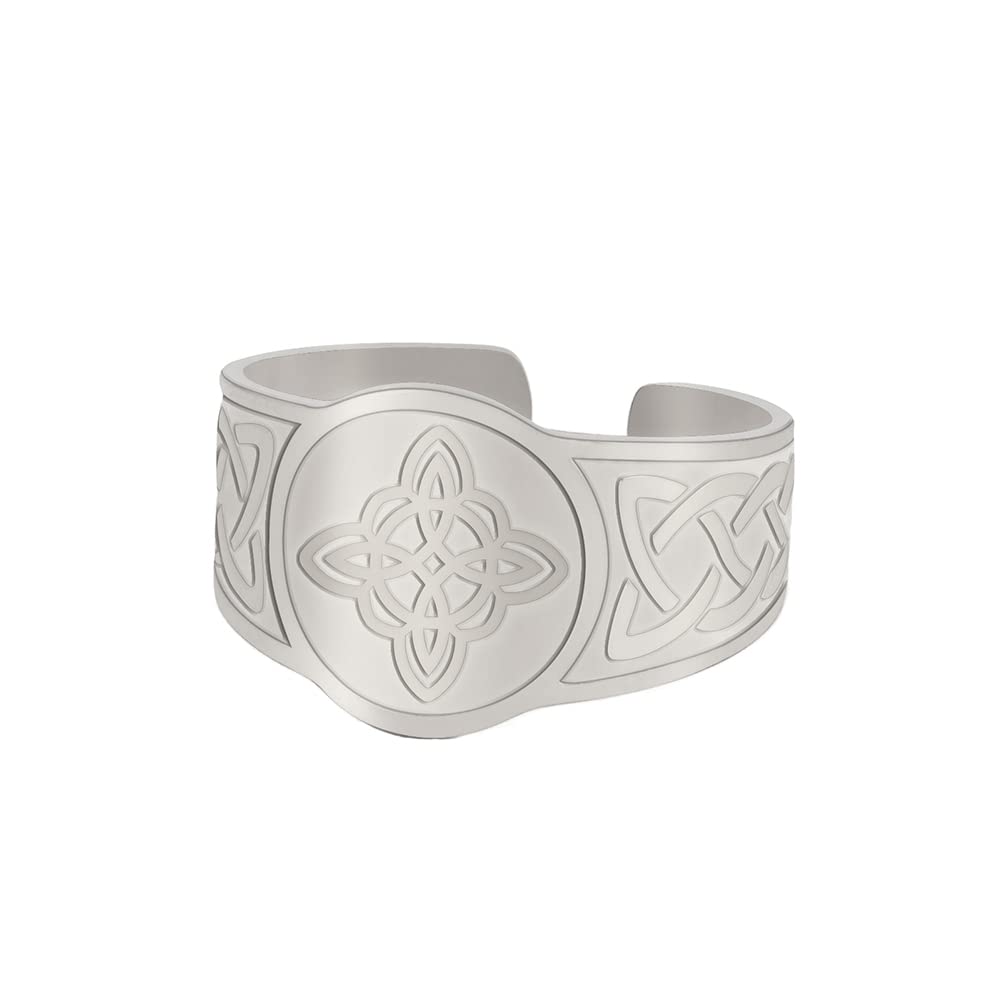 Amaxer Anillo de nudo de bruja para hombre, acero inoxidable, punk, brujería, nudo celta, amuleto vintage, vikingo, abierto, ajustable, anillo de declaración para hombres y mujeres