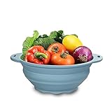 Jovilife Collapsible Camping Bowl 88oz Collapsible Silicone Salad Bowl Large Silicone Bowl for Outdoor Hiking Travel Storage and Mixing(Light Blue)