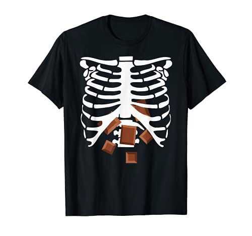 Chocolate Skeleton Rib Cage X-Ray Spooky Halloween Costume Camiseta