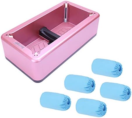 RONRI Automatic Shoe Cover Dispenser with 50pc Reusable Disposable PE Shoe Covers Slipcover for Medical, Home, Shop and Office (pink)